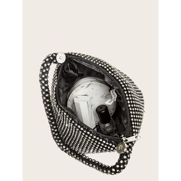 Rhinestone Decor Sparkly Shiny Bling Evening Party Purse Clutch Wristlet Bag NEW - Picture 7 of 16